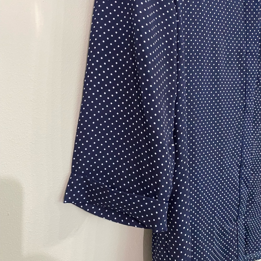 Casual polka dot blue button shirt size M - Picture 6 of 8